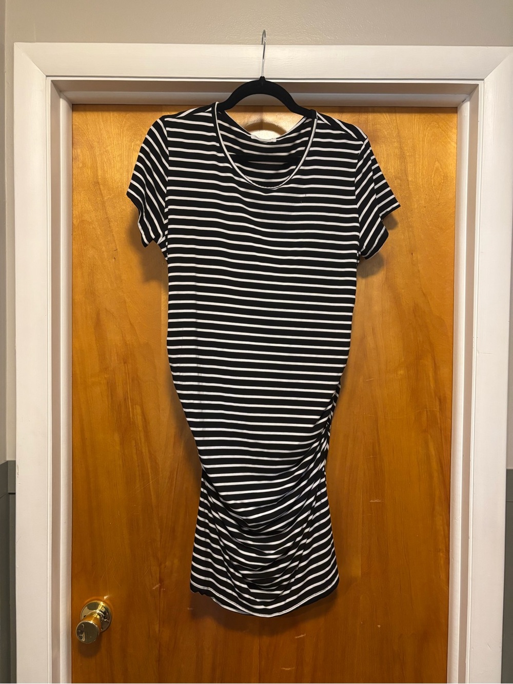 Striped Black & White Midi T-Shirt Dress